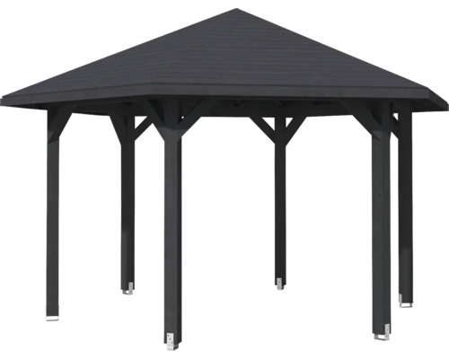 Drevený záhradný pavilón so šesťhrannou strechou