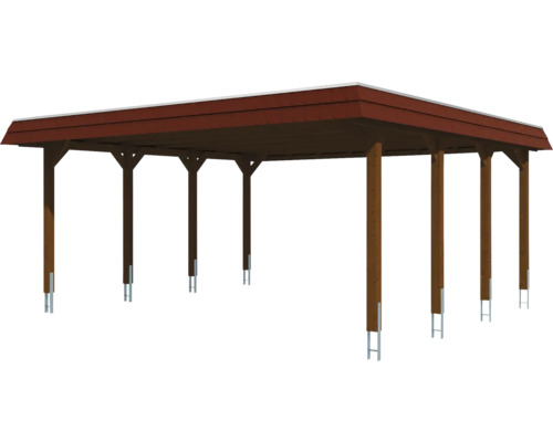 Drevený carport s kovovými držiakmi