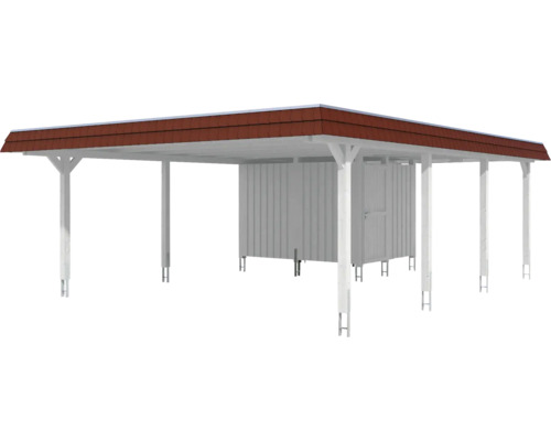 Prístrešok pre auto s úložným priestorom do záhrady