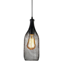 Závesná lampa s čiernou kovovou mriežkou