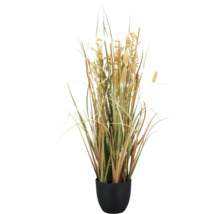 Dekoratívna umelá rastlina s trávami v čiernom kvetináči