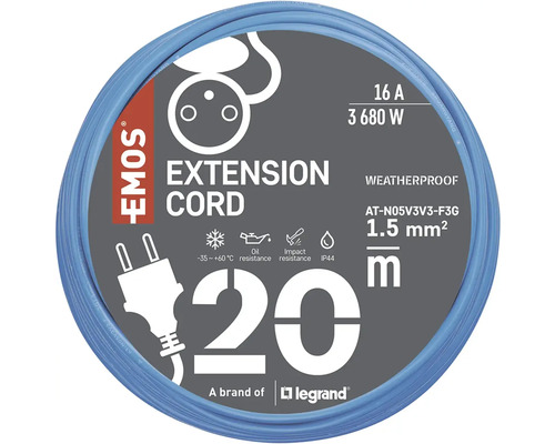 Predlžovací kábel EMOS, 20 metrov, odolný voči poveternostným vplyvom