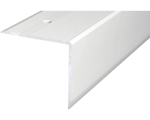 Schodový skrutkovací profil strieborný 45 x 40 mm, 2,5 m Schodiskový profil z kovu s vrúbkovaným povrchom