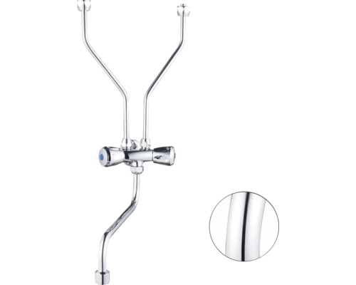 Chrómovaná dvojitá vodovodná batéria pre umývadlo