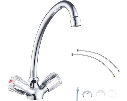 Kuchynská batéria s dvomi rukoväťami a príslušenstvom