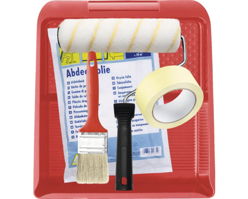 Maliarska súprava s vaničkou na farbu, valčekom, štetcom a lepiacou páskou