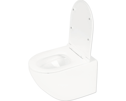 Sada závesného WC Differenz hlboké splachovanie bez splachovacieho okraja lesklá biela s WC sedátkom 38.500.04