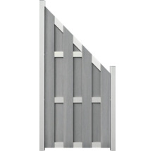 Sivé drevené plotové prvky s bielymi rámami