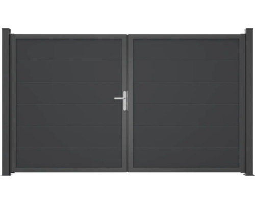 Dvojkrídlová brána z hliníka s rukoväťou