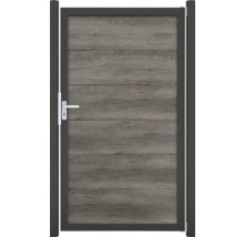 Záhradná bránka s dreveným vzhľadom a rukoväťou