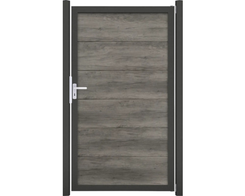 Záhradná bránka s dreveným vzhľadom a rukoväťou