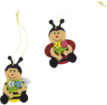Dekoratívne figúrky včely a lienky s kvetmi, závesné