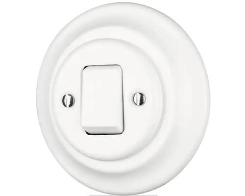 Biely keramický povrchový vypínač svetla