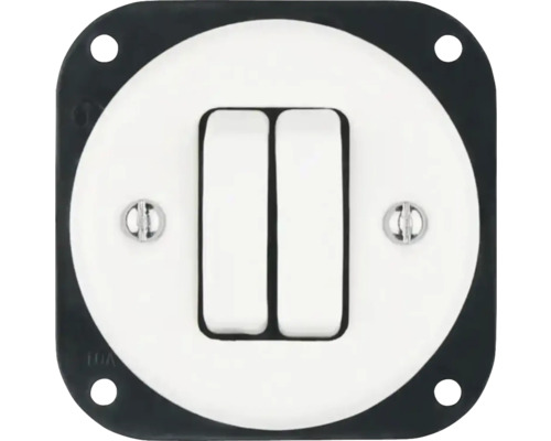Porcelánový vypínač Bohemia-Design K1-R220QX r.6+6 schodiskový biely (bez rámčeka) Dvojitý vypínač pre elektroinštalácie
