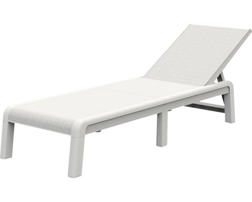 Biele záhradné ležadlo s nastaviteľným operadlom