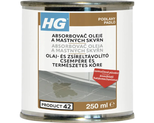 Absorbovač oleja a mastných škvŕn HG z prírodného kameňa 250 ml HG absorbovač olejových a mastných škvŕn na dlaždice a prírodný kameň, 250 ml