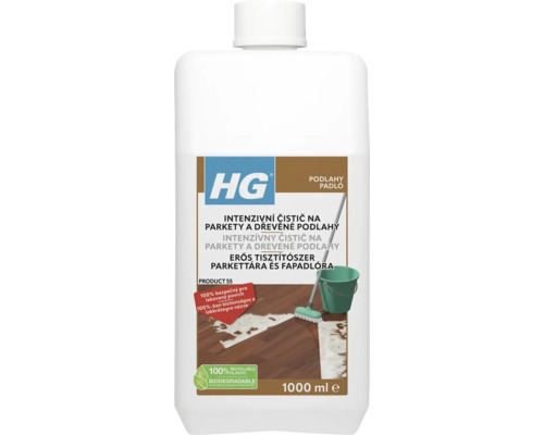 Čistiaci prostriedok HG na parketové podlahy intenzívny 1 l HG Intenzívny čistič na parkety a drevené podlahy v 1000 ml fľaši