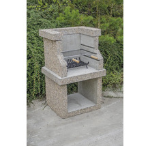 Kamenný gril s grilovacím roštom a držiakom na drevené uhlie