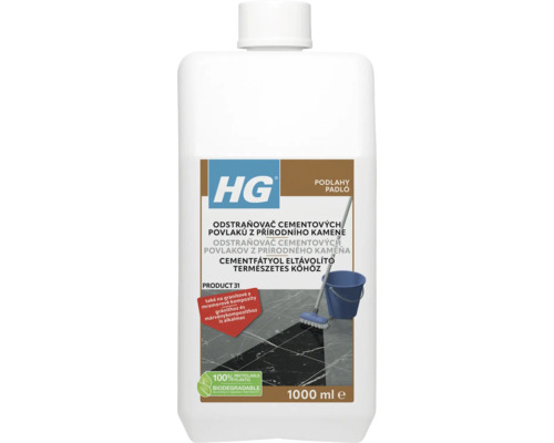 HG odstraňovač cementových povlakov z prírodného kameňa 1 l HG Odstraňovač cementových povlakov z prírodného kameňa, 1000 ml