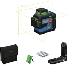 Čiarový laser Bosch Professional s príslušenstvom, ako je taška, batérie a držiak