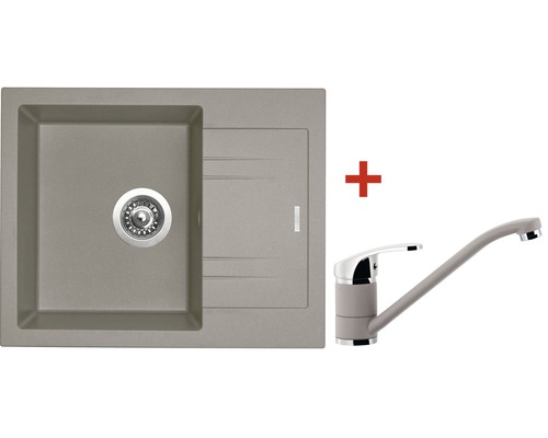 Granitový drez Sinks Linea 600 N Truffle s batériou Pronto GR 600x480 mm hnedý-0