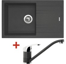 Granitový drez Sinks Linea 780 N Granblack s batériou Pronto GR 780x480 mm čierny-thumb-0