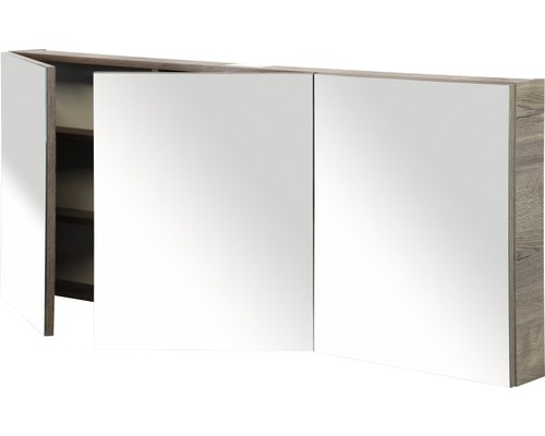 Zrkadlová skrinka s tromi dvierkami a policami