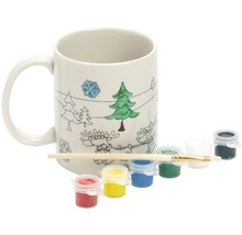 Keramický hrnček s vianočným motívom na vymaľovanie, vrátane farieb a štetca