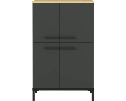 Stredná skrinka Germania GW-YONKERS sivá dub 60 x 97 x 34 cm 2643-549 Skriňa so štyrmi dvierkami a madlami