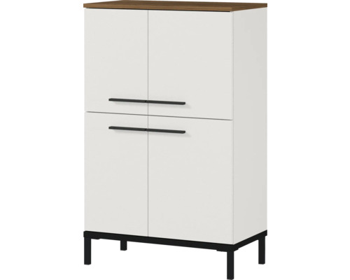 Skriňa so štyrmi dvierkami, drevenou doskou a nožičkami