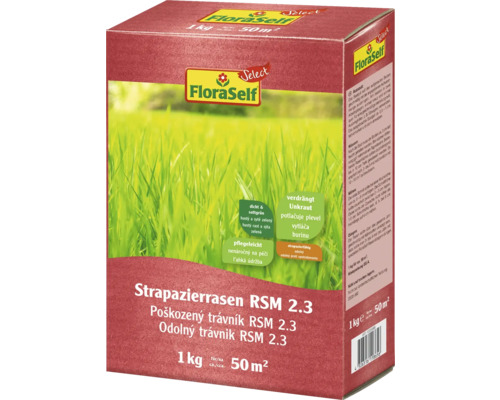 Trávna zmes poškodený trávnik FloraSelf Select RSM 2.3, 1 kg FloraSelf Odolný trávnik RSM 2.3 pre približne 50 metrov štvorcových