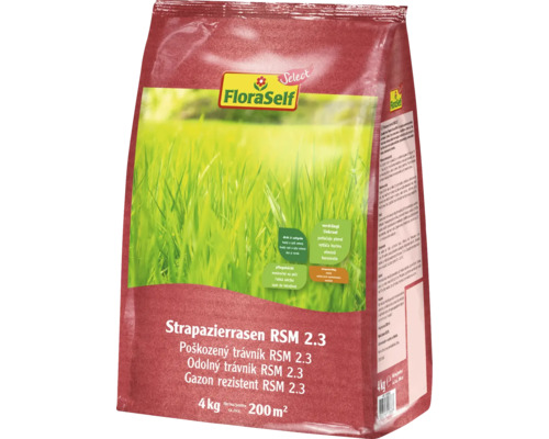 Trávna zmes poškodený trávnik RSM 2.3 FloraSelf Select 4 kg FloraSelf Odolný trávnik RSM 2.3 v štvorkilogramovom balení pre 200 metrov štvorcových