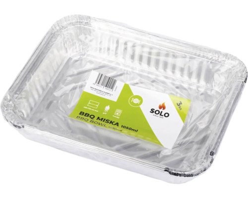 Miska BBQ obdĺžniková Solo 228 x 178 x 44 mm 1050 ml 3ks Hliníková grilovacia miska s objemom 1050 ml