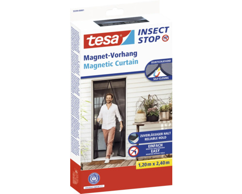 Magnetická sieť proti hmyzu na dvere Tesa antracit 120 x 240 cm