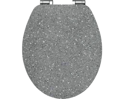 WC doska form&style Agrigan Terazzo sivá Decor softclose / s pomalým zatváraním WC sedadlo z umelej živice s kovovými rámčekmi