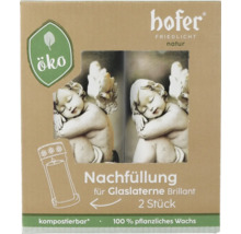 Hofer Friedlicht Natur náhradná náplň do sklenenej lampy Brillant, 2 kusy, z rastlinného vosku