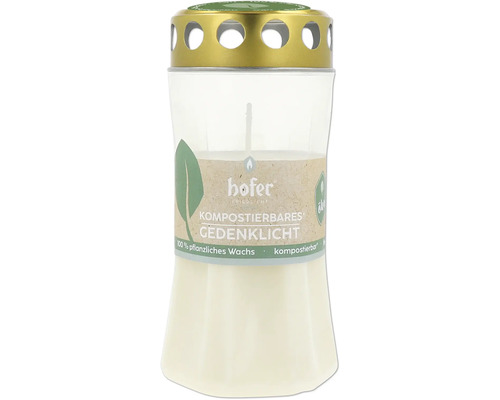 Pamätná sviečka na vonkajšie použitie s kompostovateľným voskom