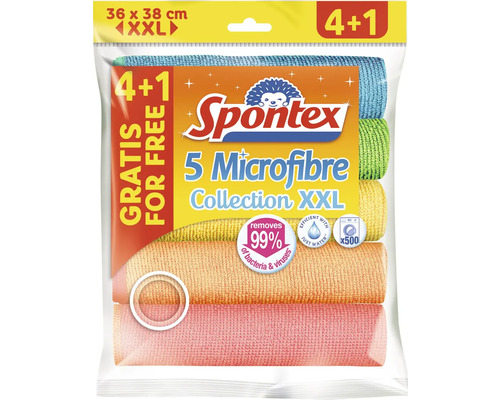 Spontex 5 ks balenie utierok z mikrovlákna Collection XXL, rozmer 36 x 38 cm
