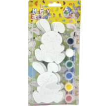 Sada Happy Easter pre tvorenie s figúrkami zajačikov, farbami a štetcom