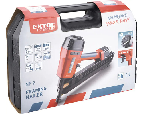 Extol Premium pneumatická klincovačka NF 2 v kufríku