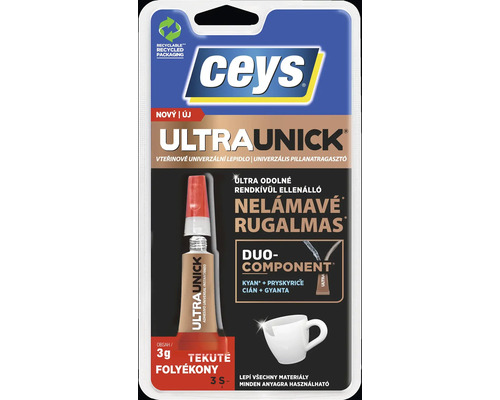 Sekundové univerzálne lepidlo CEYS ULTRAUNICK 3 g Ceys Ultra Unick sekundové lepidlo v blistrovom balení