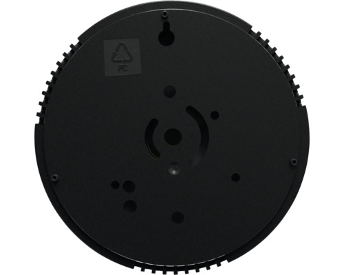 Okrúhle, čierne LED svetlo zozadu s montážnym zariadením a recyklačným symbolom