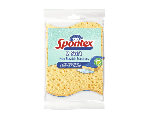 Spontex 2 Soft Neškriabavé umývacie hubky v priehľadnom balení