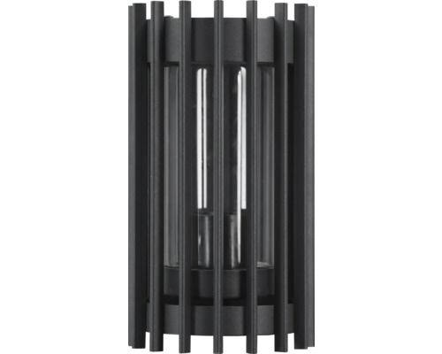 Nástenné svietidlo s kovovými tyčami a skleneným valcom