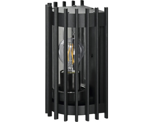 Čierne nástenné svietidlo s klietkou a žiarovkou