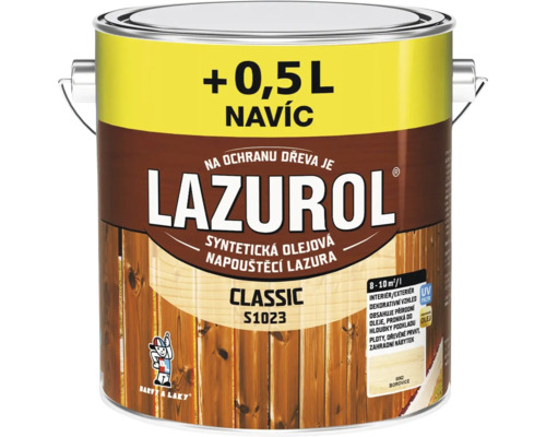 Lazúra na drevo Lazurol Classic Palisander + 0,5 l navyše Lazurol lazúra na drevo v kovovom vedre, vhodná do interiéru aj exteriéru