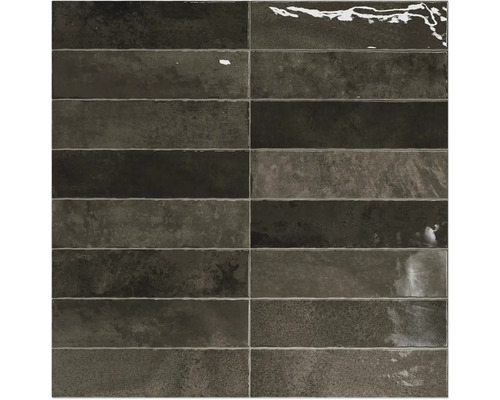 Obklad Ravera black 7,5x30 cm Obdĺžnikové, tmavé dlaždice vodorovného formátu