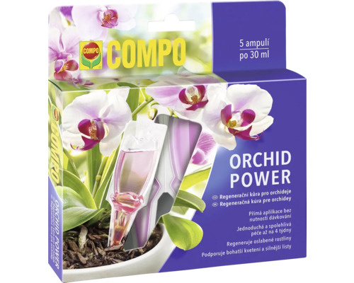 Listový kondicionér na orchidey COMPO regeneračná kôra 5x 30 ml COMPO Kúra pre orchidey balenie s piatimi ampulkami pre regeneráciu orchideí