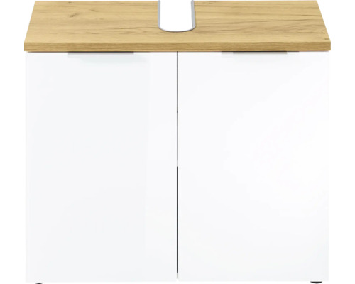 Skrinka pod umývadlo Germania GW-PESCARA biela 70 x 58 x 34 cm 2752-513 Skrinka pod umývadlo s dvomi dvierkami a drevenou pracovnou doskou