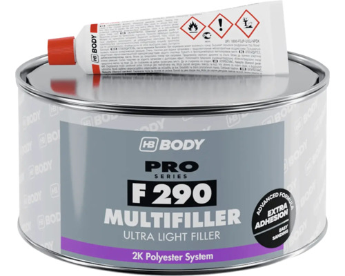 HB Body F290 Multifiller dóza s tužidlom, 2K polyesterový systém pre ľahké výplne